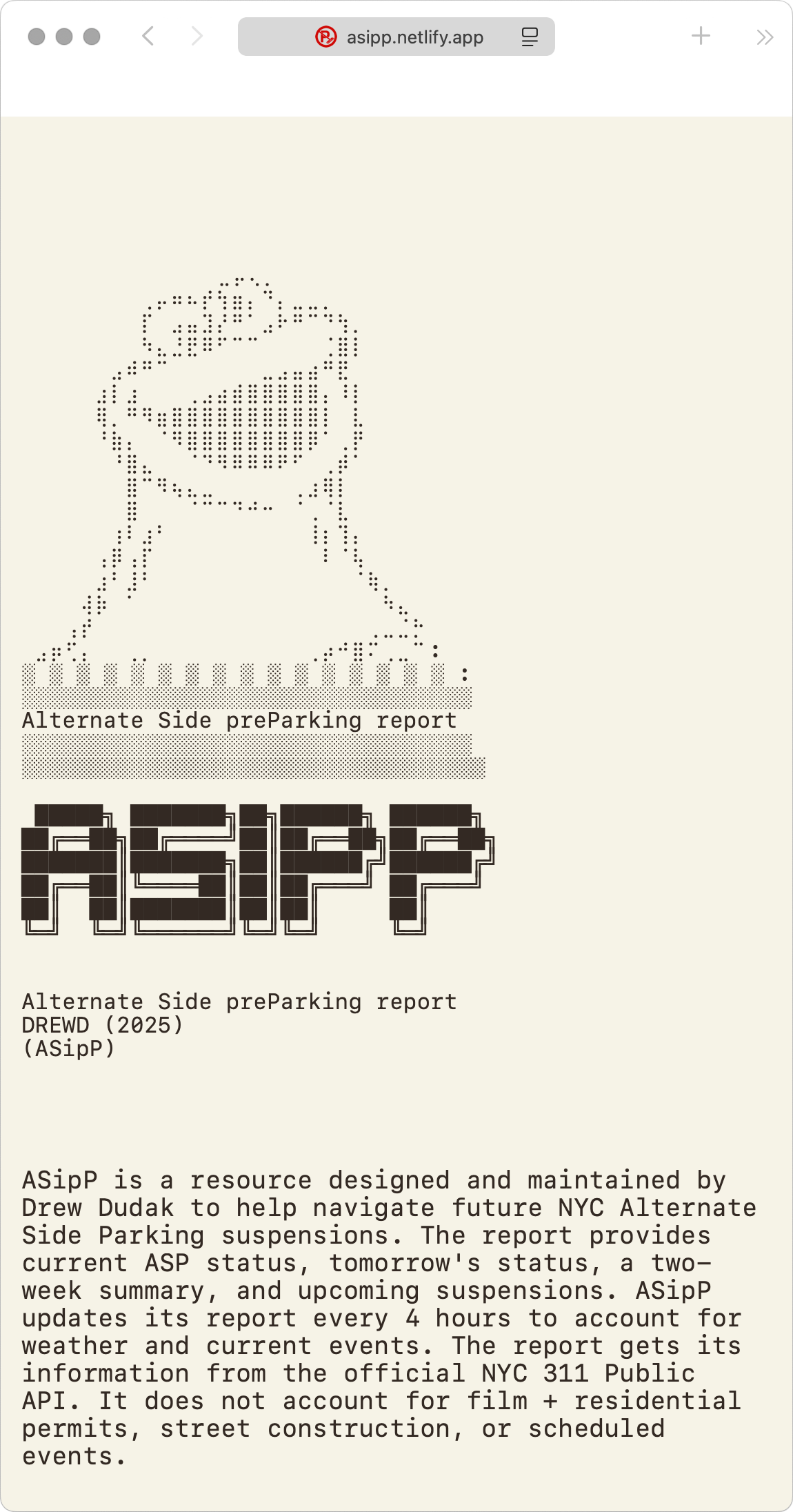 Documentation screenshot of the ASipP Report website