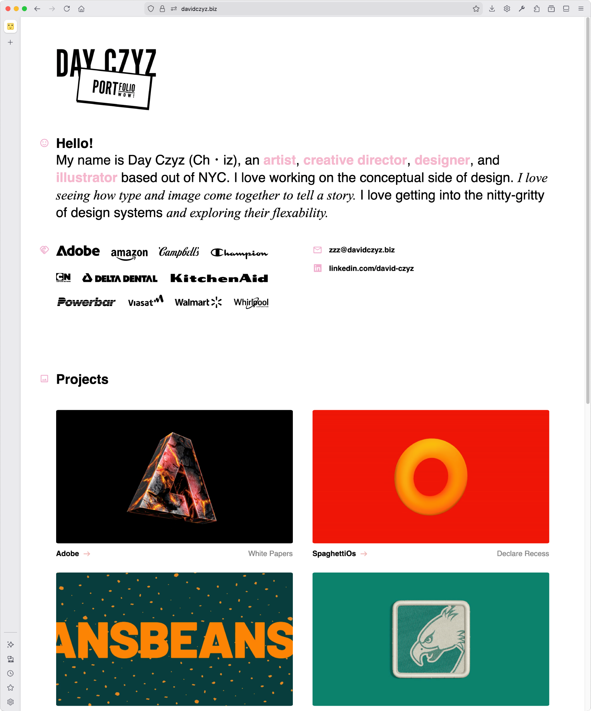 Day Czyz's portfolio site.